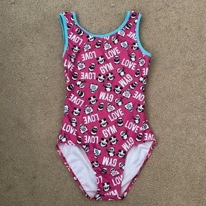 Destria Peek a Boo Back Panda Gym Love Gymnastics Leotard